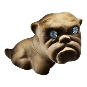 Vintage MCM Roselane Sparkler Eyes Bulldog Dog Figurine California Pottery 2.75"